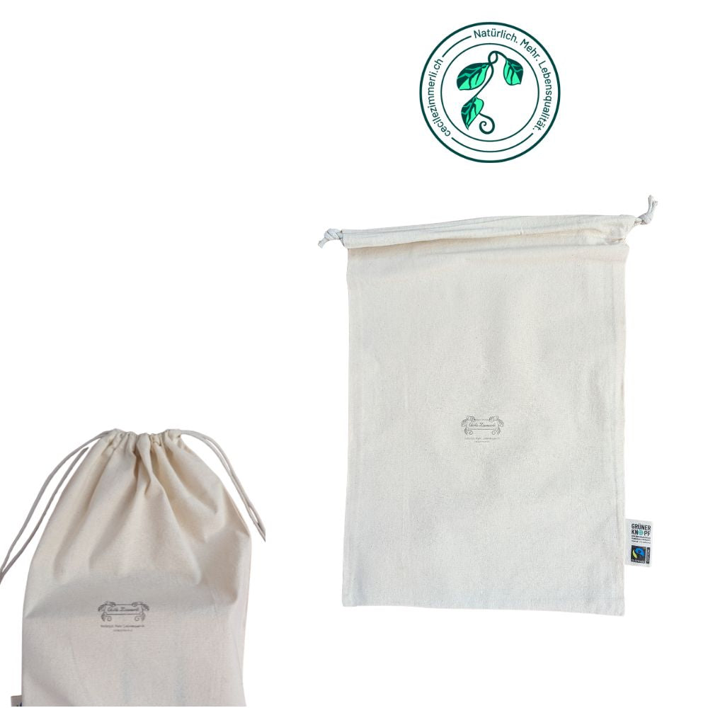 Bio Baumwoll-Zuziehbeutel mit Logo 30 x 45 cm