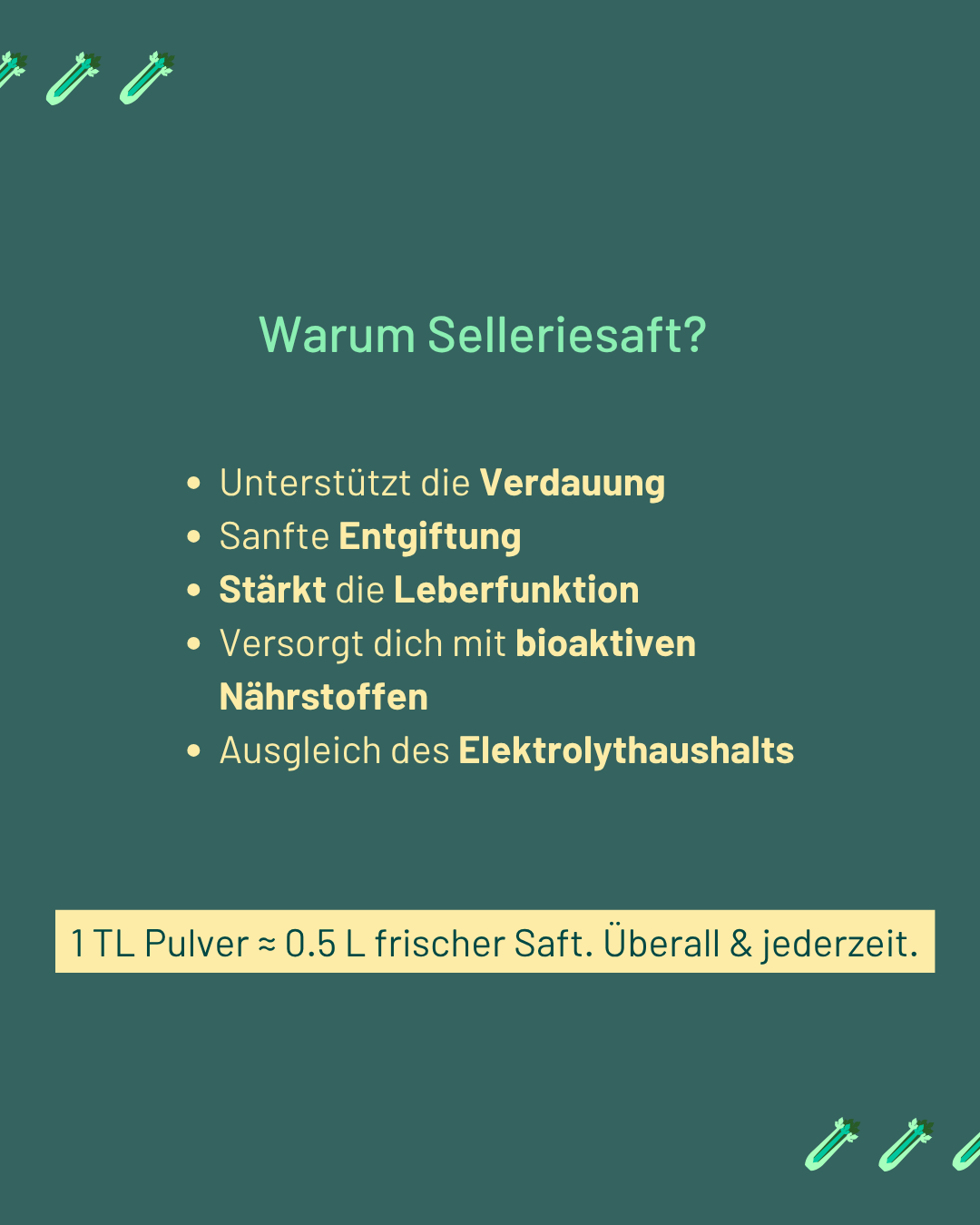 Stangensellerie Saft Pulver "Premium Qualität", 50g - hergestellt in der Schweiz