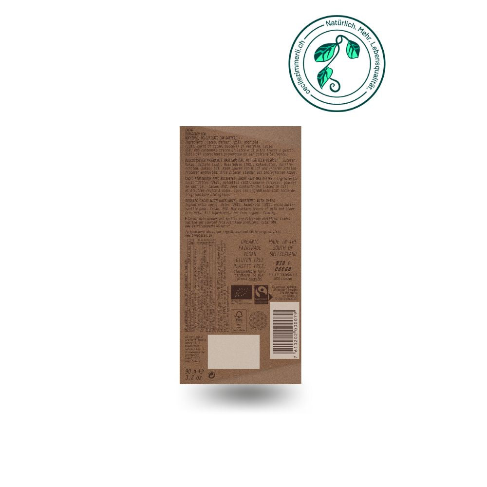 BioeCacao – 65% Kakao & Datteln Haselnuss, 90 g