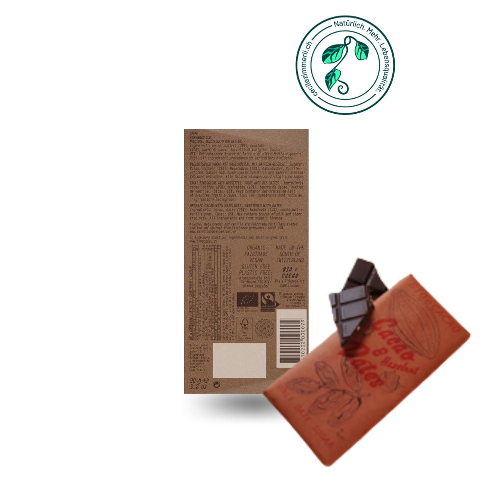 BioeCacao – 65% Kakao & Datteln Haselnuss, 90 g