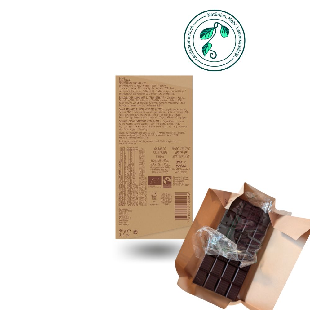 BioeCacao – 72% Kakao & Datteln, 90 g