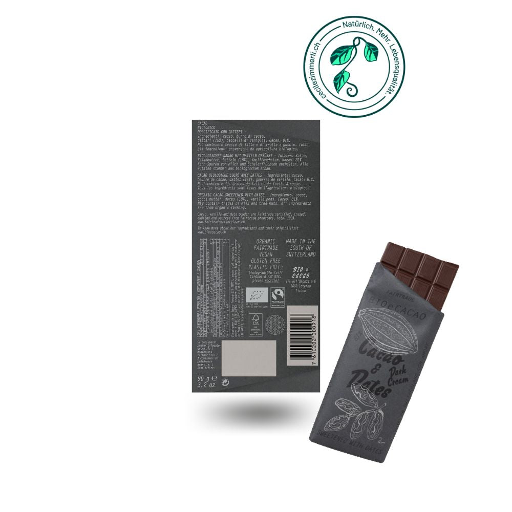 BioeCacao – 81% Kakao & Datteln Dark Cream, 90 g