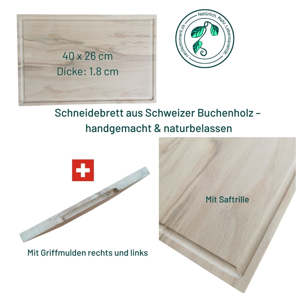 Schneidebrett aus Schweizer Buchenholz – naturbelassen & handgemacht