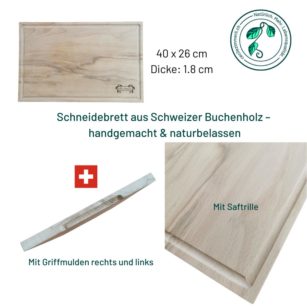 Schneidebrett aus Schweizer Buchenholz – naturbelassen & handgemacht